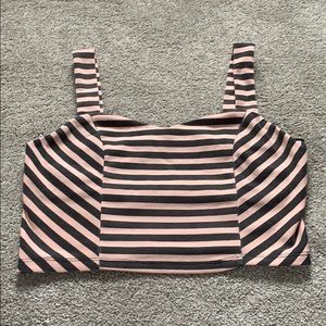 Pink and black striped crop top